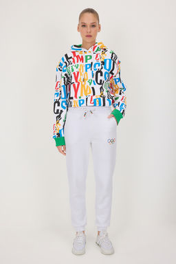 Beyaz Olimpiyat Logo Bask?l? Orme Esofman Alt? TWOAW26EA00010 - Trendyolmilla фото 2