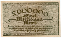 Банкнота 2000000 марок 1923 года Германия  Нотгельд (Дюссельдорф)