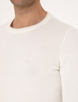 Ekru Slim Fit Bisiklet Yaka Basic Triko Kazak - Pierre cardin фото 7