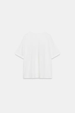 CAMISETA OVERSIZE ROTOS TEXTO / Blanco roto - Zara фото 5