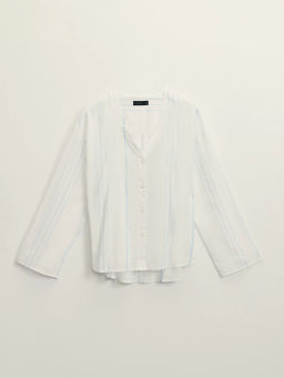 Блузка из хлопка в полоску / Zarina  фото 9