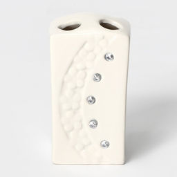 Аксессуары для ванной Доляна Цветочный барельеф, 4 предмета, дозатор 270 мл, мыльница, 2 стакана 210 мл, белые  фото 8