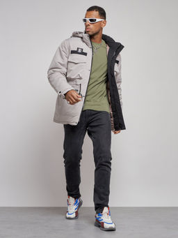 Куртка мужская зимняя с капюшоном молодежная серого цвета 88911Sr - Mtforce фото 16