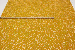 Штапель Россыпь белого гороха (7мм) цв.горчично-оливковый, ш.1.42м, вискоза-100%, 90гр/м.кв - Купава фото 3