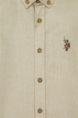 Базовая рубашка темно-хаки с длинным рукавом для мальчика - U.s. polo assn фото 3