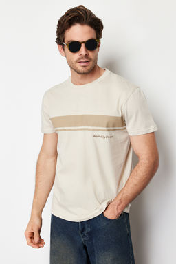 TRENDYOL MAN Tas Regular/Normal Bisiklet Yaka K?sa Kollu Cizgili Bask?l? %100 Pamuklu T-shirt TMNSS24TS00059 - Trendyolmilla фото 11