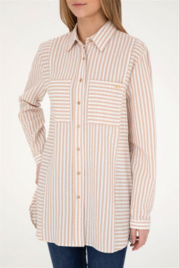 Женская рубашка песочного цвета с длинным рукавом - U.s. polo assn фото 6