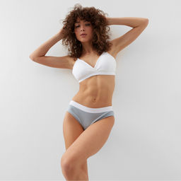 Трусы женские слипы MINAKU рубчик, набор 3 шт., размер 40-42, белые, серые, чёрные