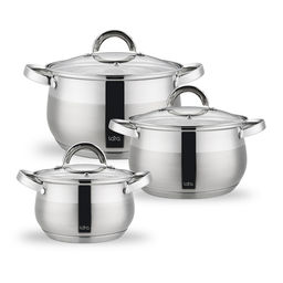 Набор посуды 6 пр 2,1л 3,9л 5,1л Lara серия Симфония LR02-136 5-ступен капс индукц дно стекл крышки