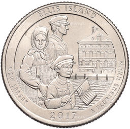 Монета 1/4 доллара (25 центов) 2017 года P США Национальные парки  №39 Национальный монумент острова Эллис