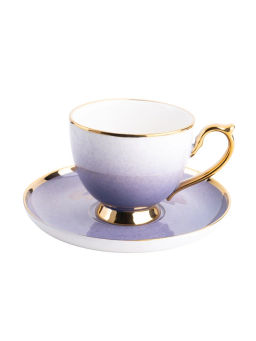 Чайный сервиз фарфоровый, 12 предметов (6 персон), арт. 0200-BLUE/GD-12.