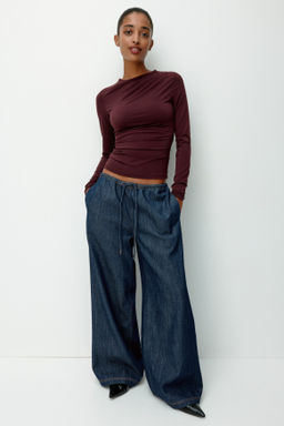 Pantal?n denim con cord?n de ajuste - H&m фото 8