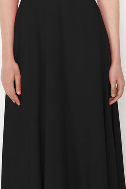 Siyah A-Kesim Straplez Dokuma S?k Abiye Gece Mezuniyet Elbisesi TPRSS24EL00139