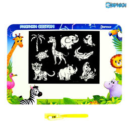 Набор для рисования светом «Зверята» + доска напиши и сотри, ручка с фонариком, маркер