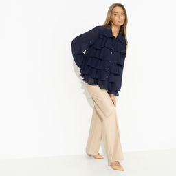 Блуза с воланами Гипнотический стиль (синяя) - Charutti фото 4