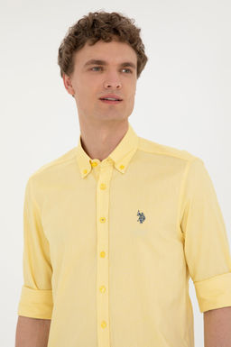 U. S. Polo Assn / Мужская желтая базовая рубашка с длинным рукавом - U.s. polo assn фото 2