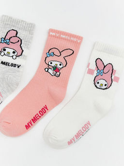 My Melody Desenli K?z ?ocuk Soket ?orap 3l?