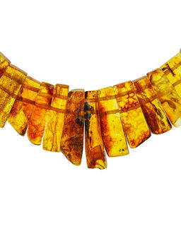 Колье из натурального цельного янтаря с природной текстурой Помпеи