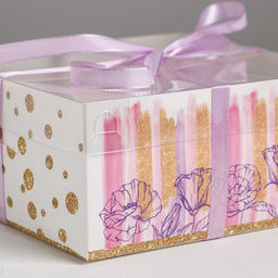 Цена за 5 шт. Коробка для капкейков, кондитерская упаковка, 4 ячейки «Flower patterns», 16 х 16 х 7.5 см