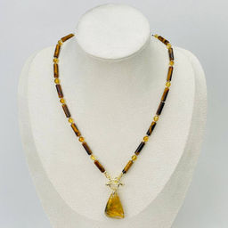 Колье из Тигрового глаза и Рутилового кварца (Волосатик)
