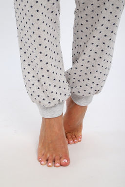 Брюки женские из кулирки на манжете звезды на мел.серый