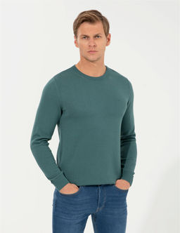 Ye_il Slim Fit Bisiklet Yaka Basic Triko Kazak - Pierre cardin фото 3