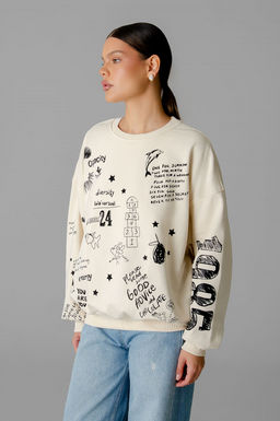 Арт. 15132/2 Свитшот женский оверсайз 46-52 (4 шт) Цвет:молочный