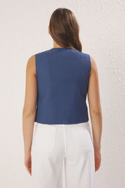 Indigo Keten Gorunumlu Nak?sl? Yelek TWOSS25YE00111