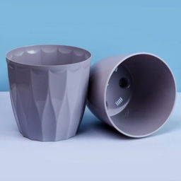 Кашпо для цветов пластиковое 3л d-18см "Флюте" со вставкой серый шёлк