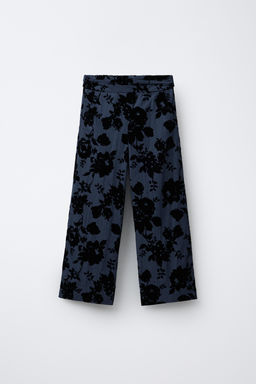 STRAIGHT-LEG TROUSERS WITH FLOCK FLORAL PRINT