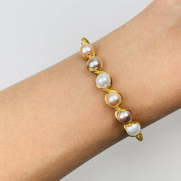 Браслет регулируемый с речным Жемчугом от 16 см