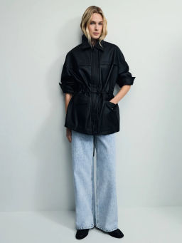 Парка на кулиске из искусственной кожи / Zarina  фото 3