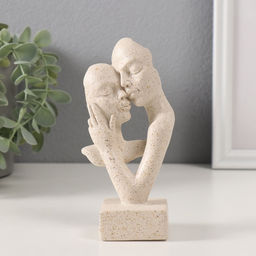 Бюст фигурка полистоун Влюблённые, белый в крапинку, 7.5?5?14.5 см