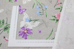 Рогожка Бабочки в цветах, ш.1.5м, хлопок-100%, 170гр/м.кв - Купава фото 2