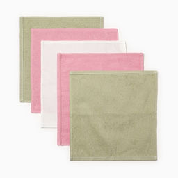 Салфетки махровые Этель. Цветы, 5 шт., 30?30 см, хлопок 100%, зелёные/розовые