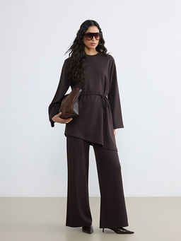 Bisiklet Yaka Asimetrik Kesim Bluz