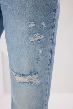 Ac?k Mavi More Sustainable Y?rt?k Detayl? Normal Bel Uzun Straight Jeans TWOSS25JE00220 - Trendyolmilla фото 4