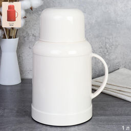 Термос 1 л со стеклянной колбой Ретро / W-928 /уп 20/ Белый - ГалеонТрейд фото 4