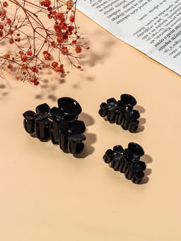 Цена за 6 шт. Крабик для волос «Флориана», набор 3 шт., цветы, 6.5 и 4 см, чёрный