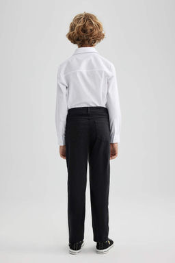 Черные школьные брюки из габардина для мальчика - Defacto фото 7