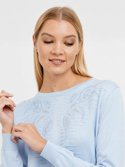 джемпер женский голубой с узором и с добавлением страз - Glenfield фото 4