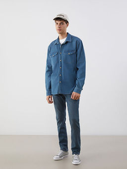 Regular Fit Uzun Kollu Erkek Jean G?mlek