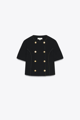 CONTRAST STITCH SHORT SLEEVE BLAZER - Zara фото 16