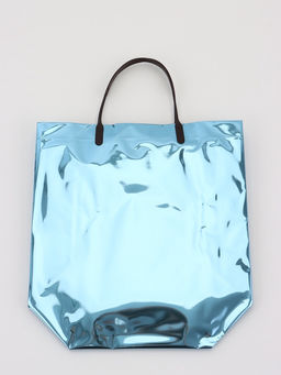 Пакет подарочный ПВХ, голография, голубой, пластиковая ручка, 26×22.5×10 см