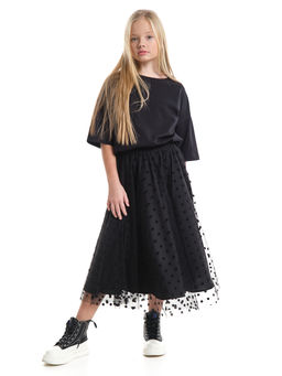 Юбка пачка длинная из фатина 22-7608 черный/зол. звезды - Mini maxi фото 48