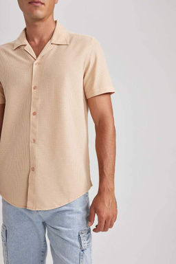 Рубашка приталенного кроя с коротким рукавом - Defacto фото 5