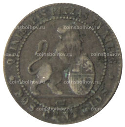 Монета 2 сентимо 1870 года Испания