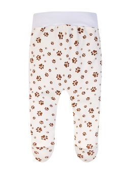 Ползунки короткие молочные принт лапки