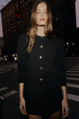 SHOULDER PAD KNIT CARDIGAN - Zara фото 4