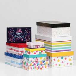 Набор коробок 10 в 1 С Днём Рождения!, 29 х 18,5 х 11 12 х 7 х 4 см